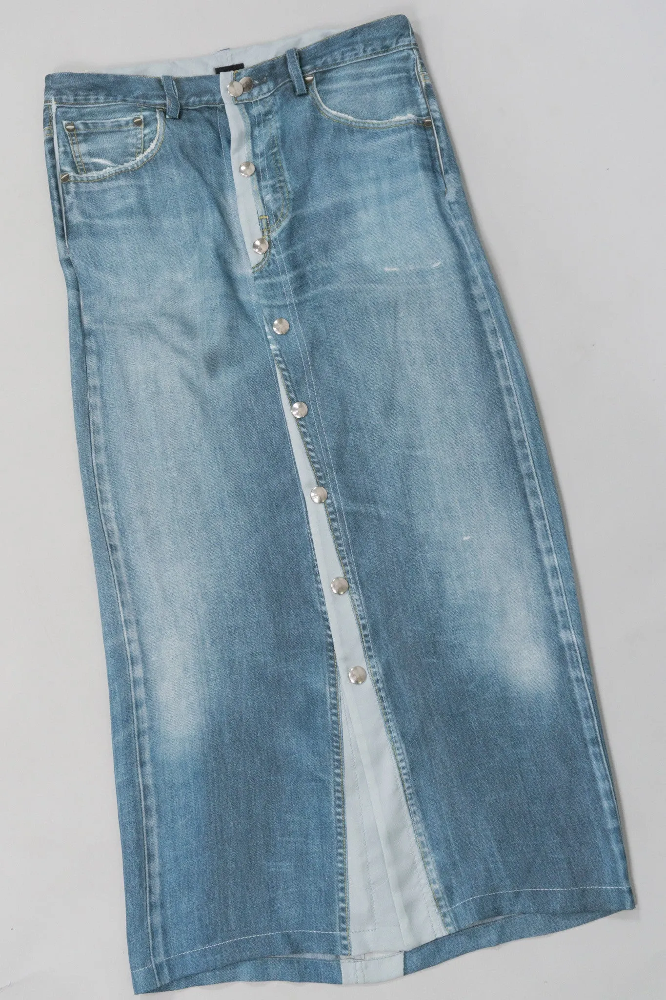 Silk Denim Print Skirt