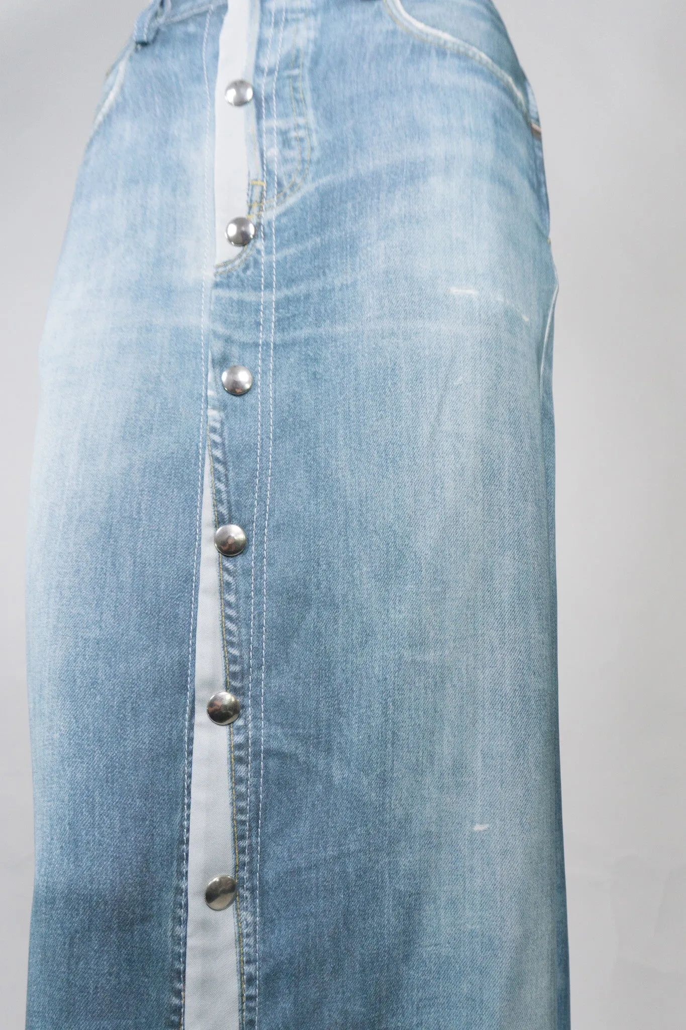 Silk Denim Print Skirt