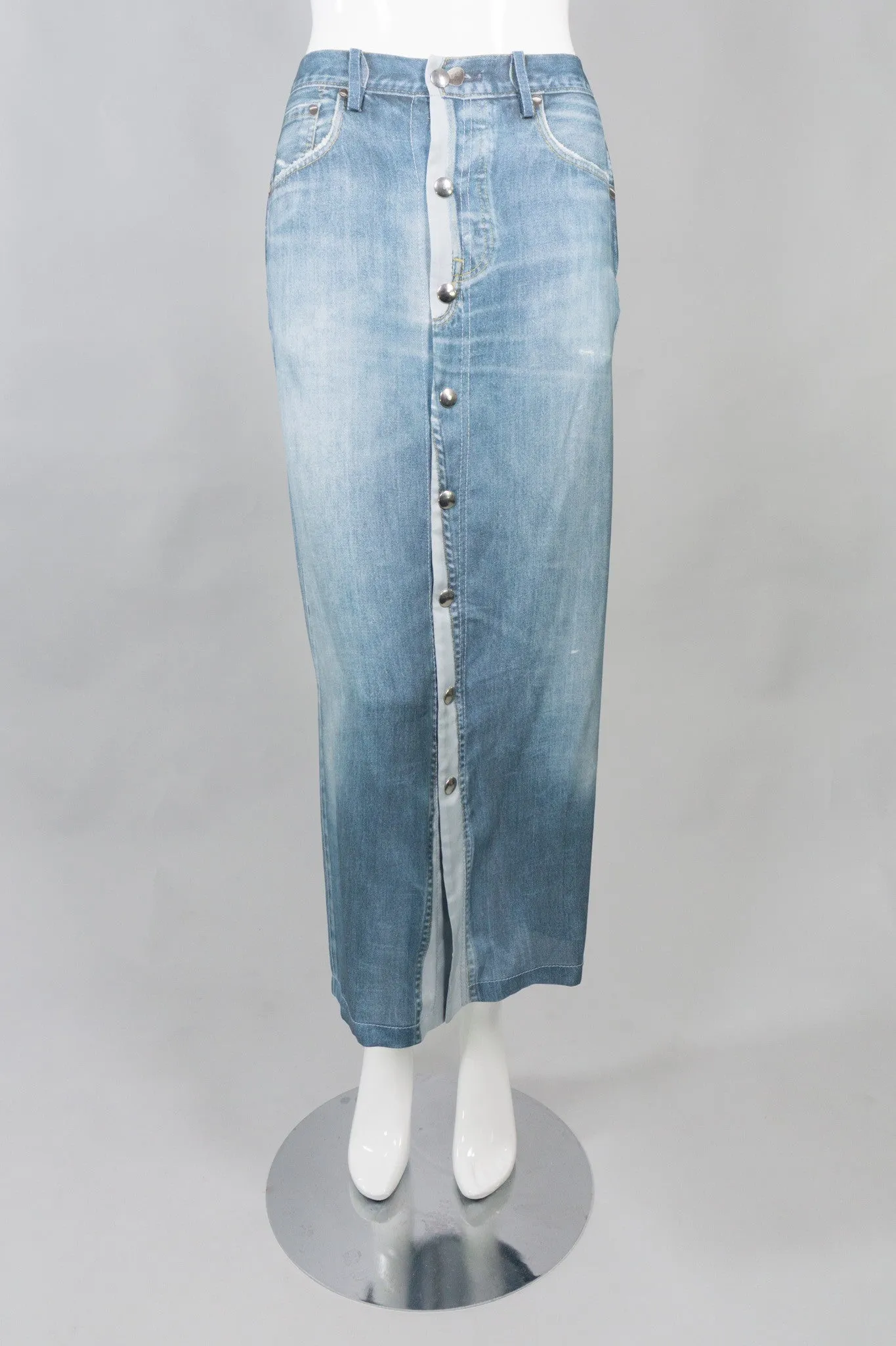 Silk Denim Print Skirt