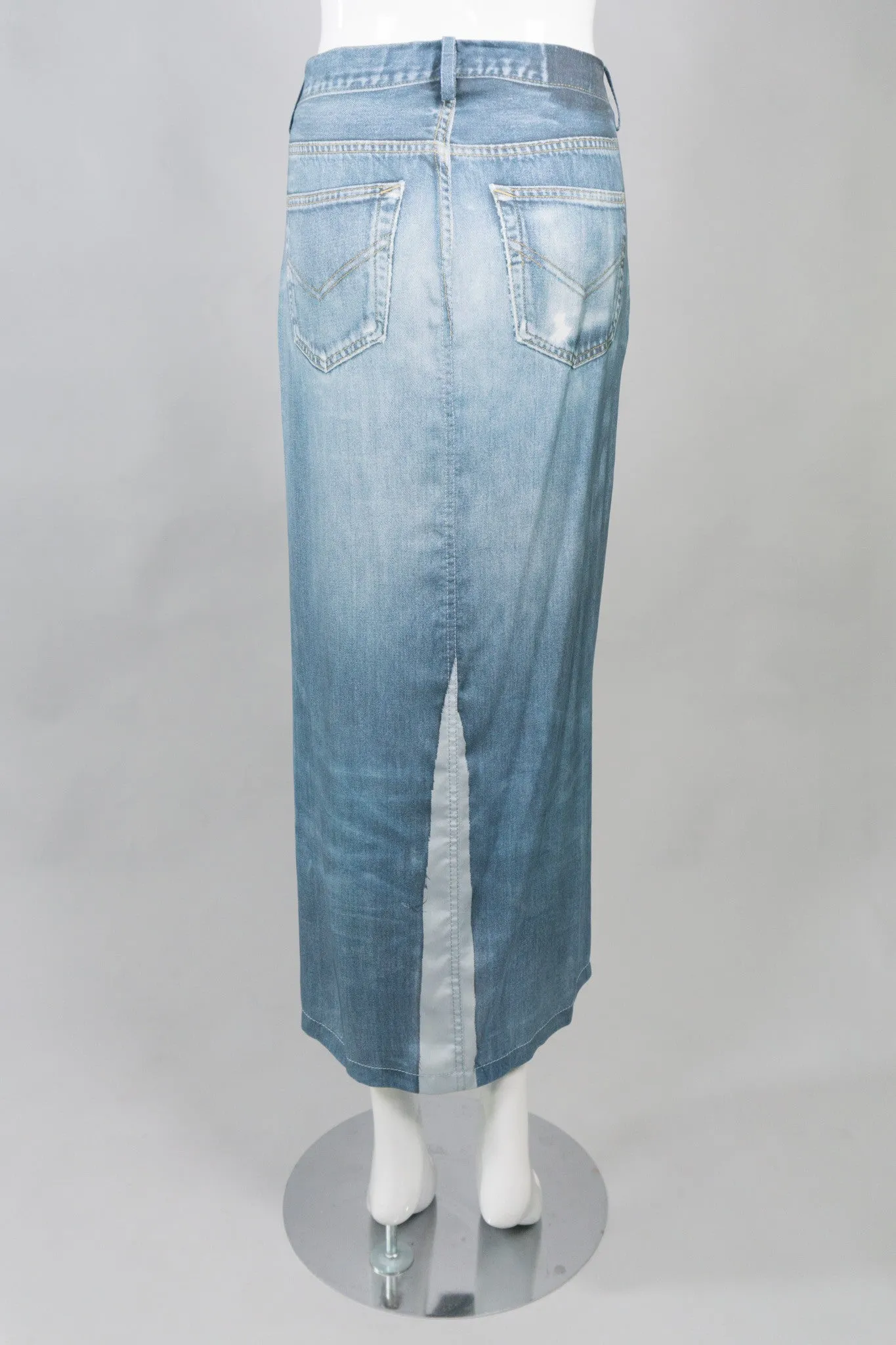 Silk Denim Print Skirt