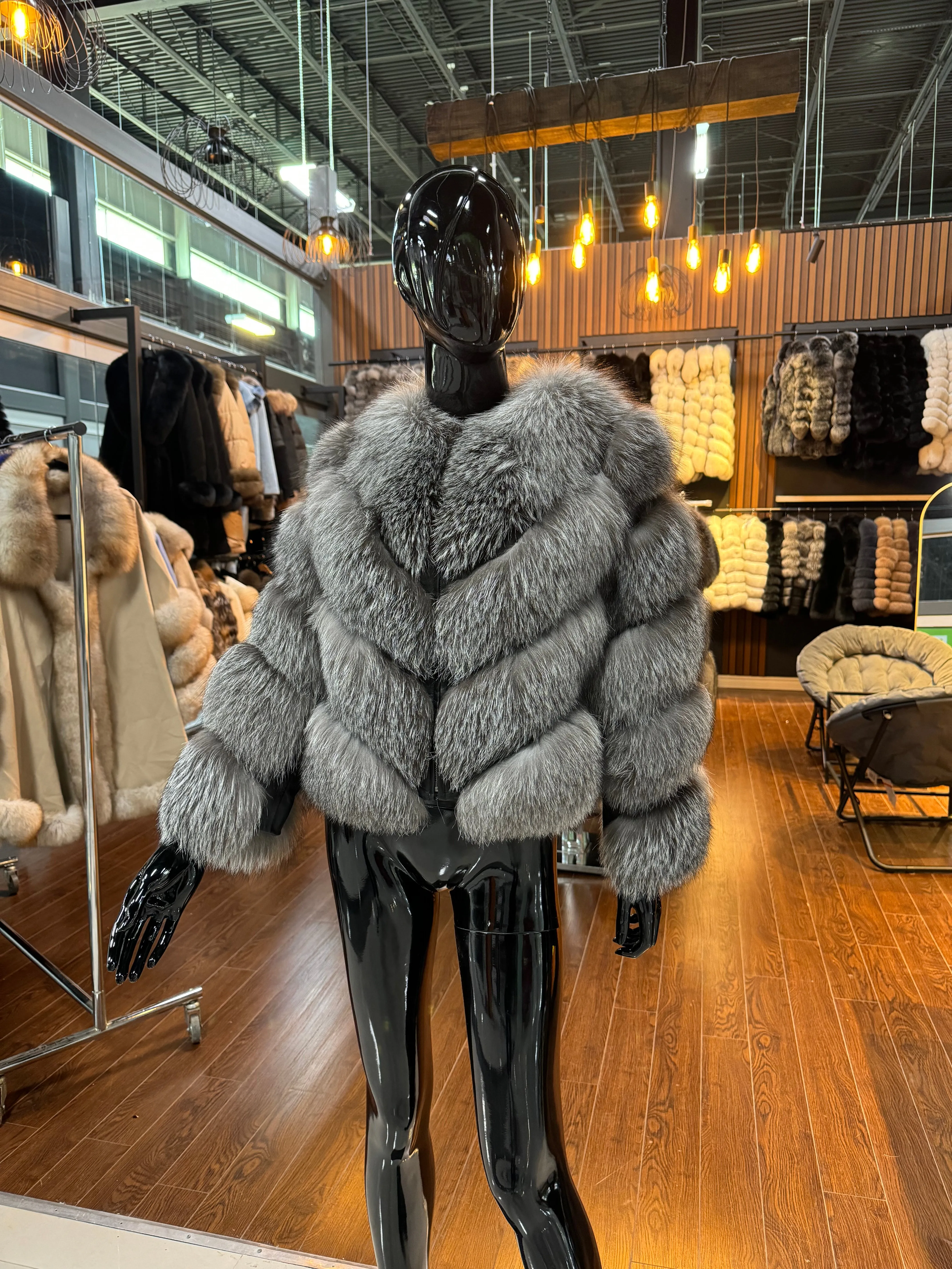 SILVER FOX FUR JACKET-SKU 1019