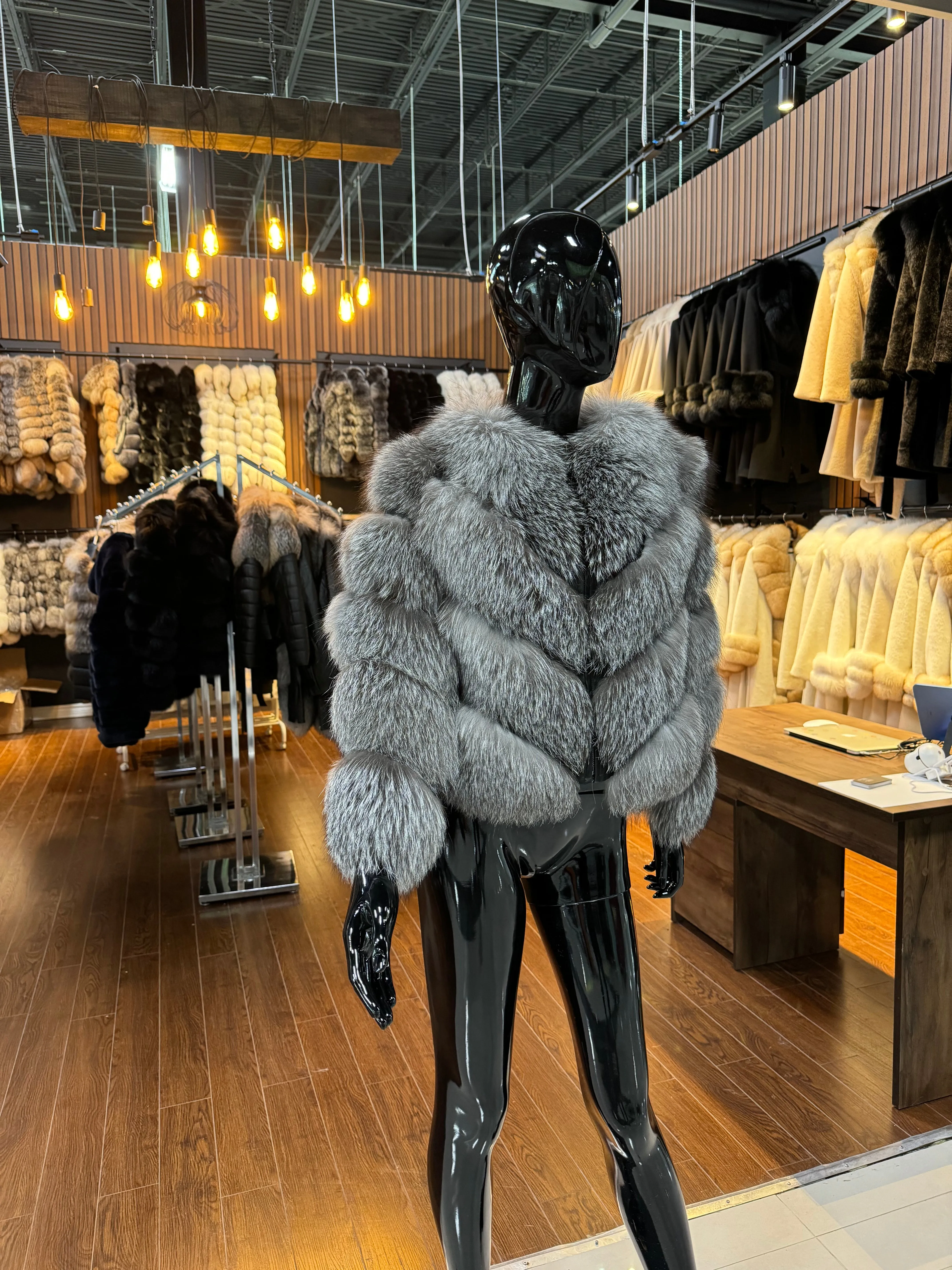 SILVER FOX FUR JACKET-SKU 1019