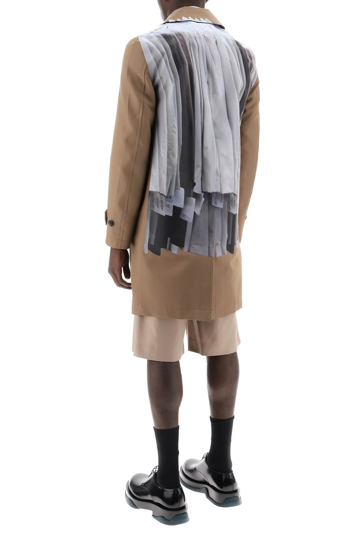 single-breasted trench coat with trompe