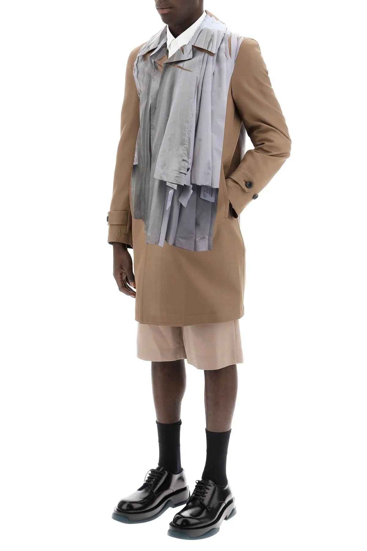 single-breasted trench coat with trompe