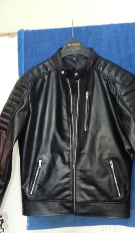 Slim Fit Black Calfskin Leather Jacket for Men