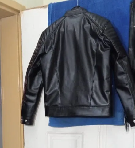 Slim Fit Black Calfskin Leather Jacket for Men