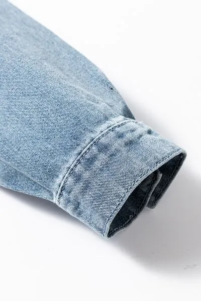Slit Denim Jacket with Pockets