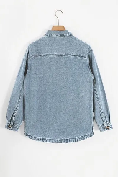 Slit Denim Jacket with Pockets