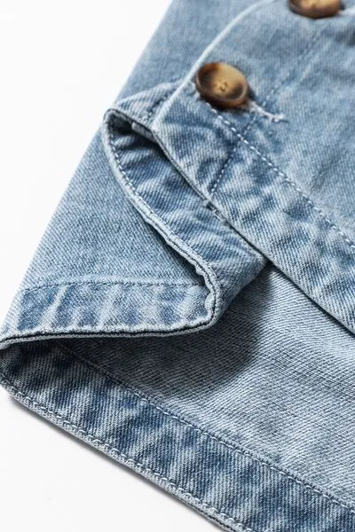 Slit Denim Jacket with Pockets