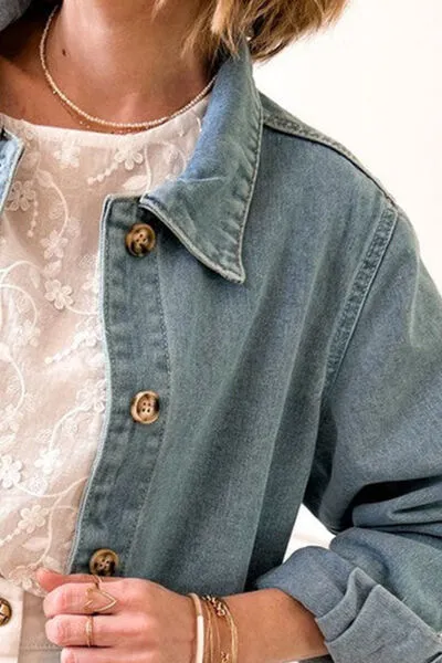 Slit Denim Jacket with Pockets