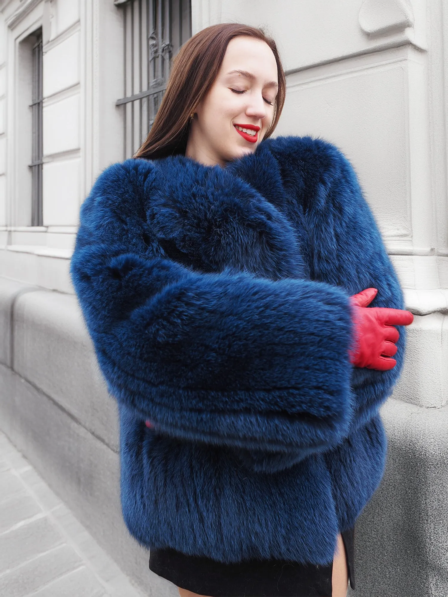 Soft Vibrant Blue  Fox Jacket Jackets S/M