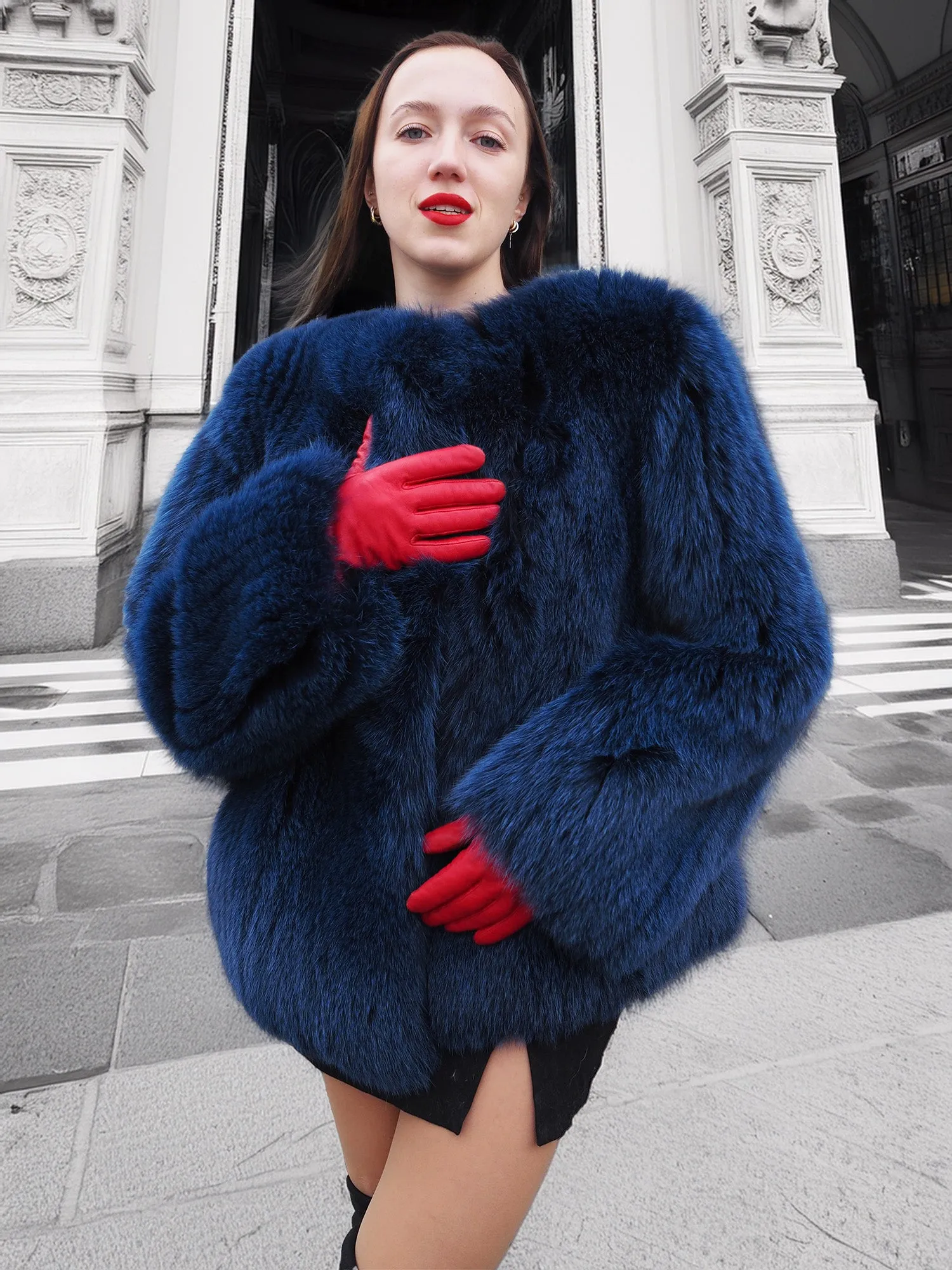 Soft Vibrant Blue  Fox Jacket Jackets S/M