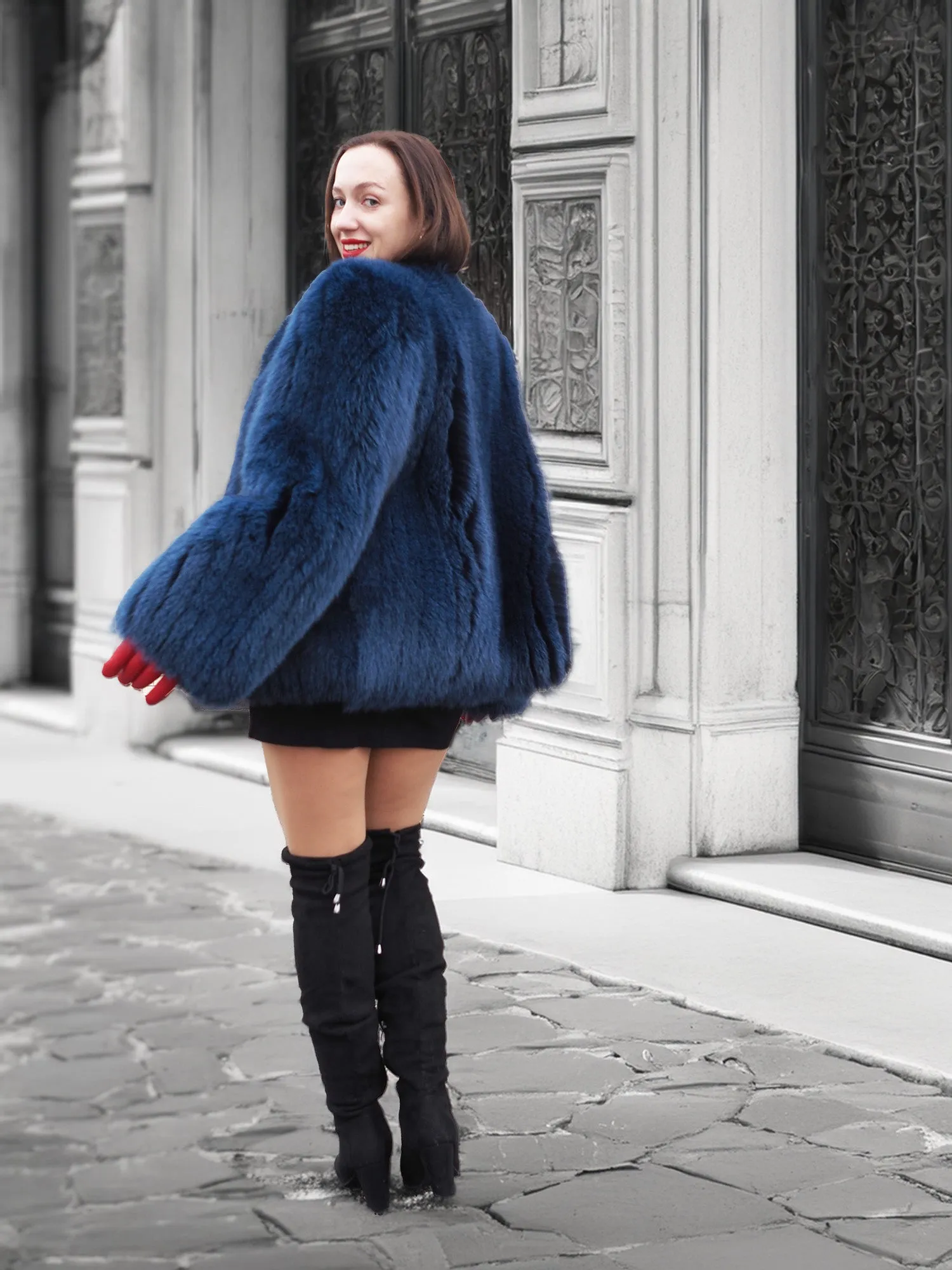Soft Vibrant Blue  Fox Jacket Jackets S/M