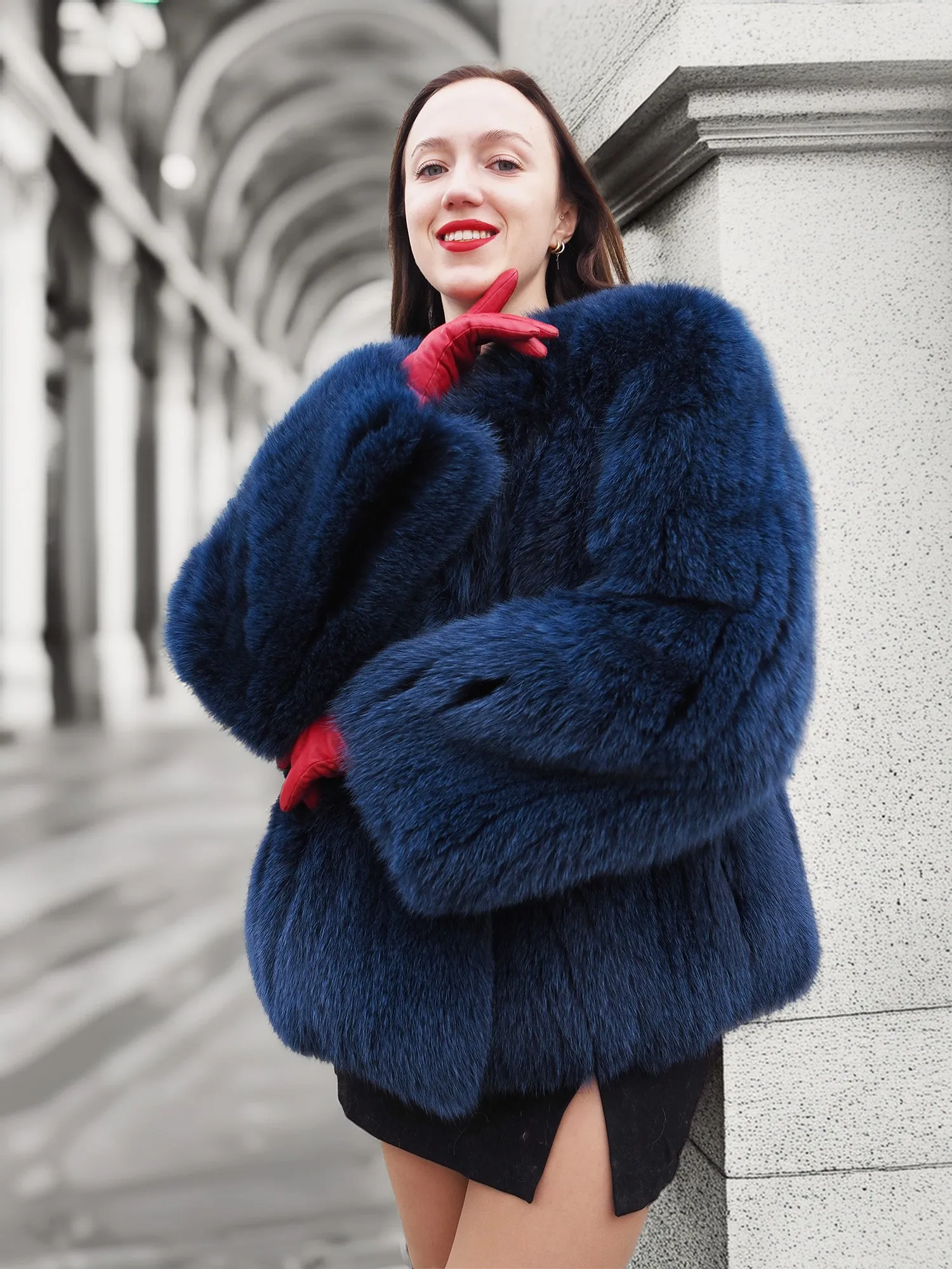 Soft Vibrant Blue  Fox Jacket Jackets S/M