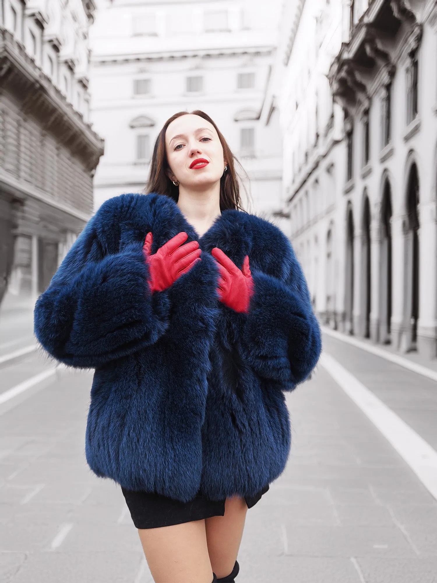Soft Vibrant Blue  Fox Jacket Jackets S/M