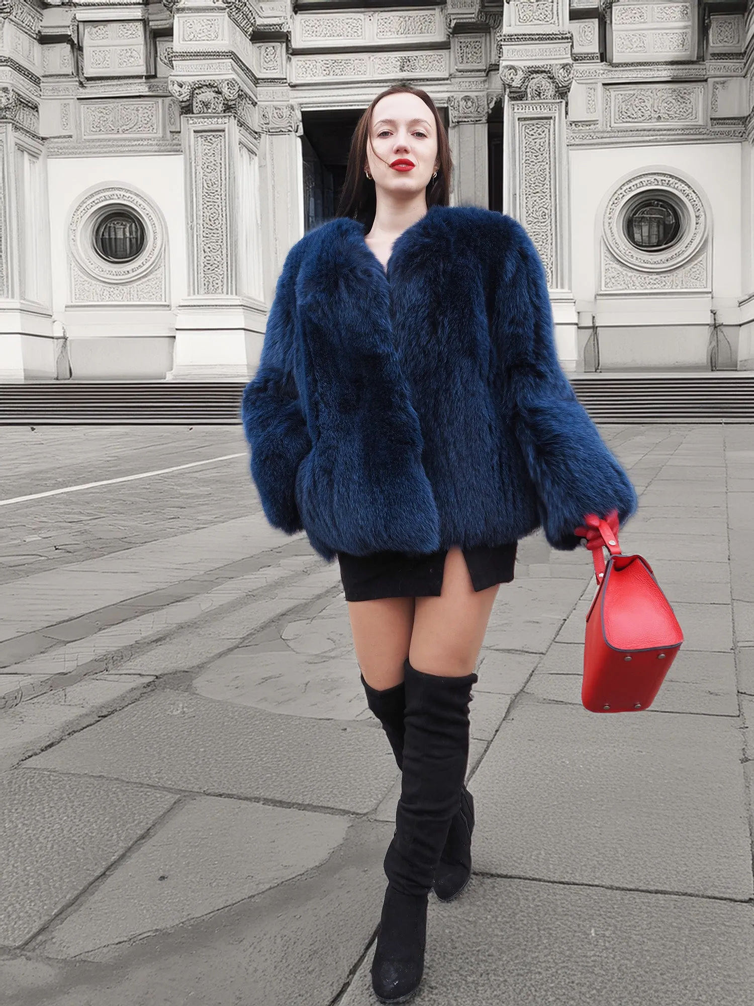 Soft Vibrant Blue  Fox Jacket Jackets S/M