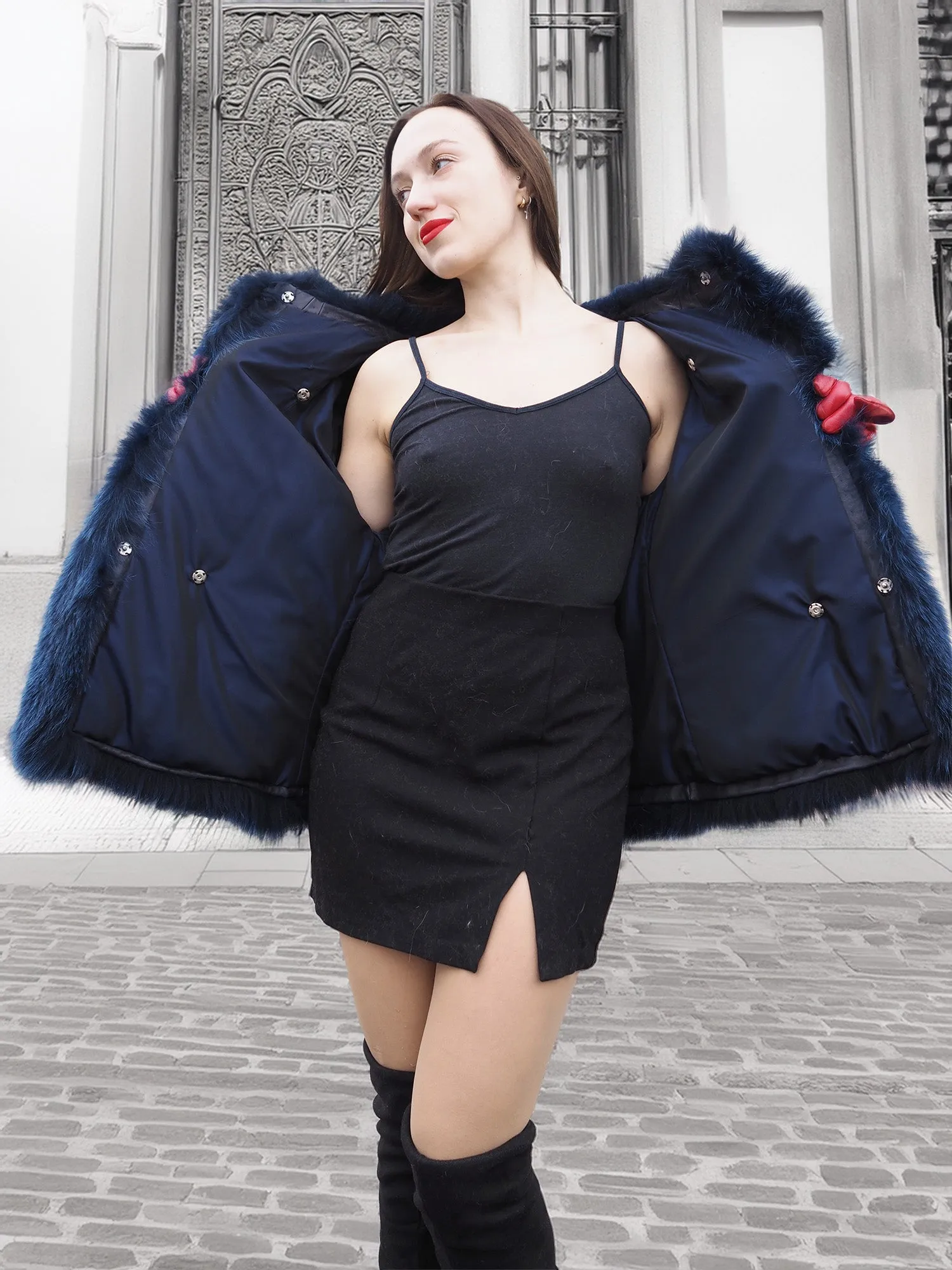 Soft Vibrant Blue  Fox Jacket Jackets S/M