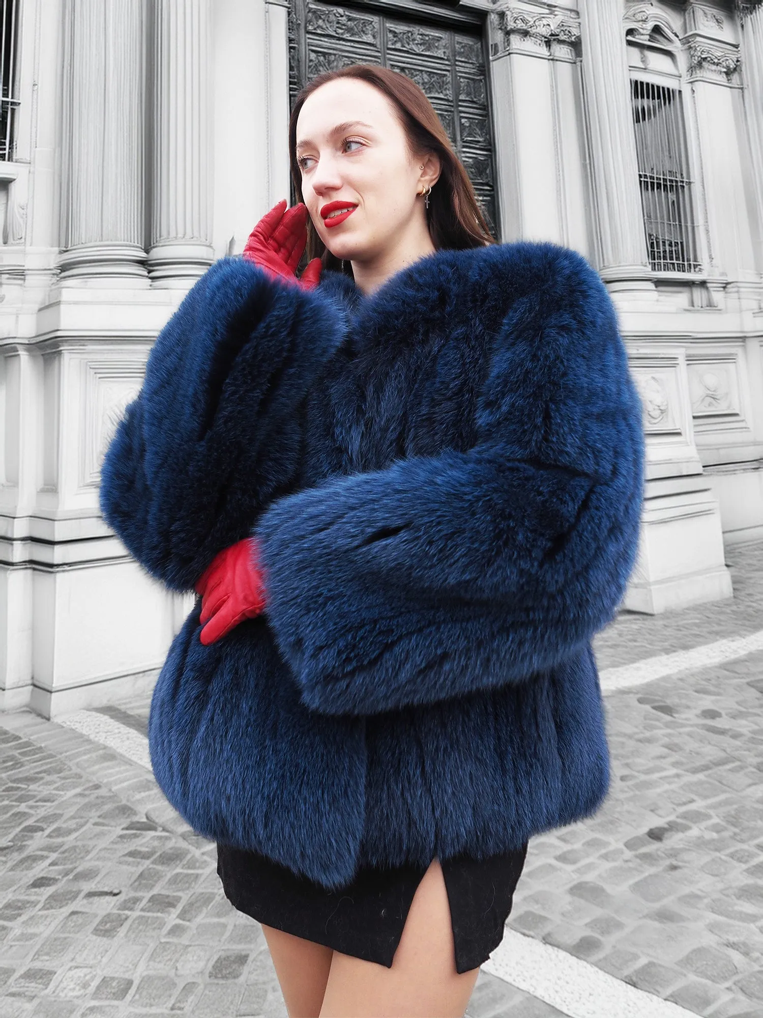 Soft Vibrant Blue  Fox Jacket Jackets S/M