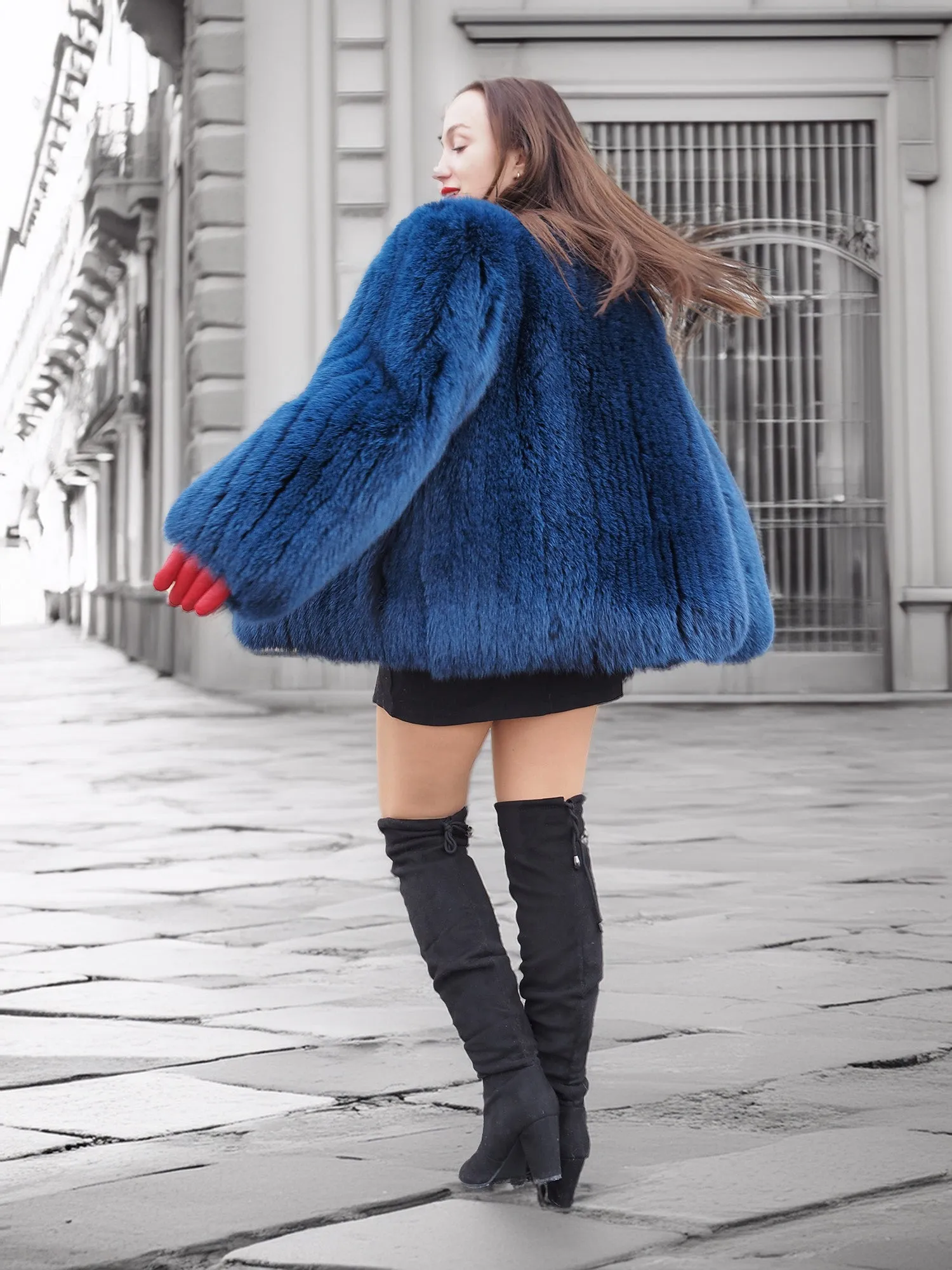 Soft Vibrant Blue  Fox Jacket Jackets S/M