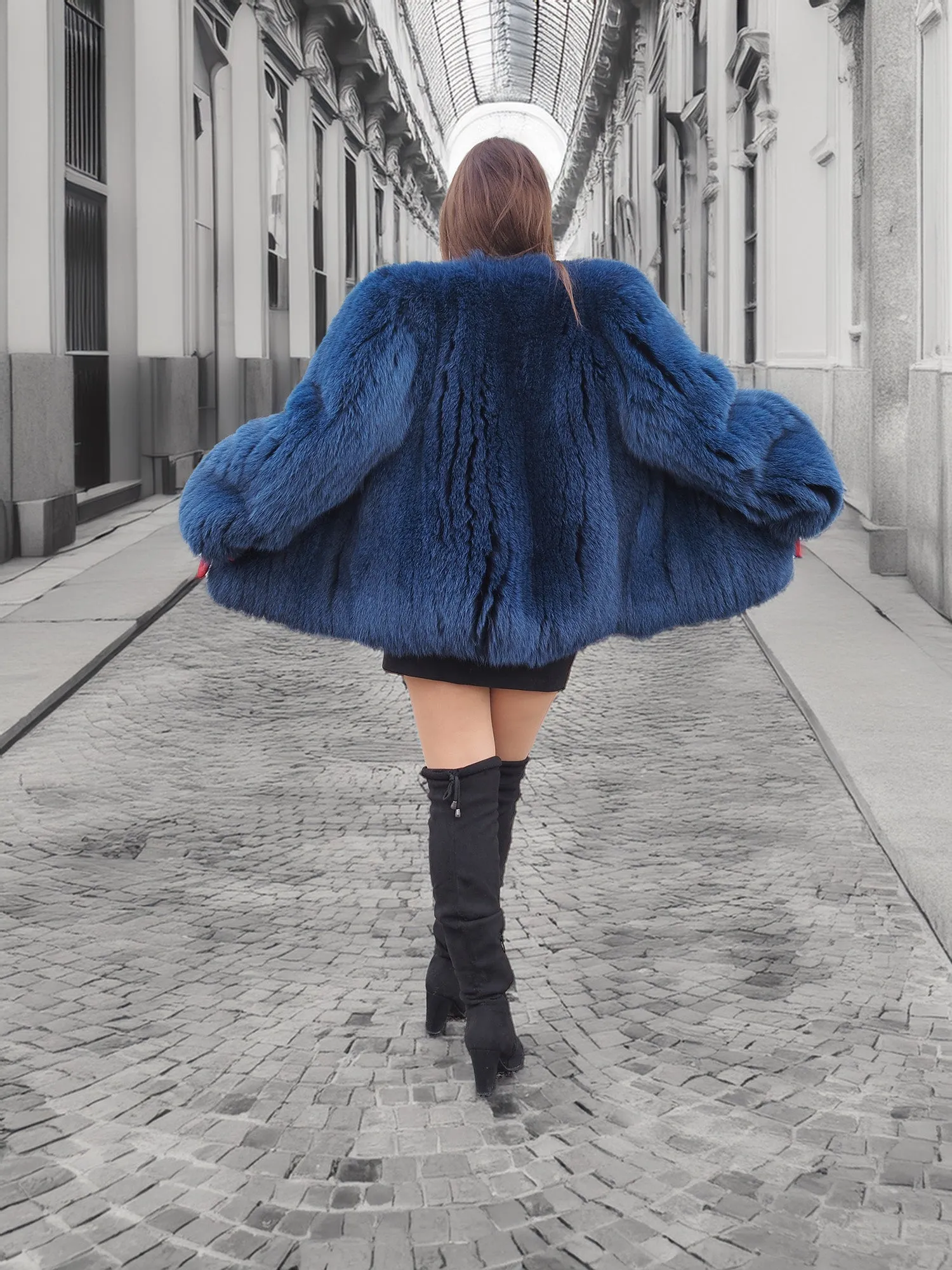 Soft Vibrant Blue  Fox Jacket Jackets S/M