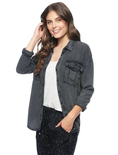 Splendid Studio Treatment Shirt Jacket | River Rock Acid Wash | Sale