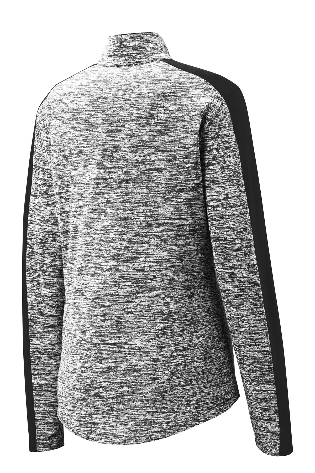 Sport-Tek Women's PosiCharge Electric Heather Colorblock 1/4-Zip Pullover. LST397 Black Electric/ Black