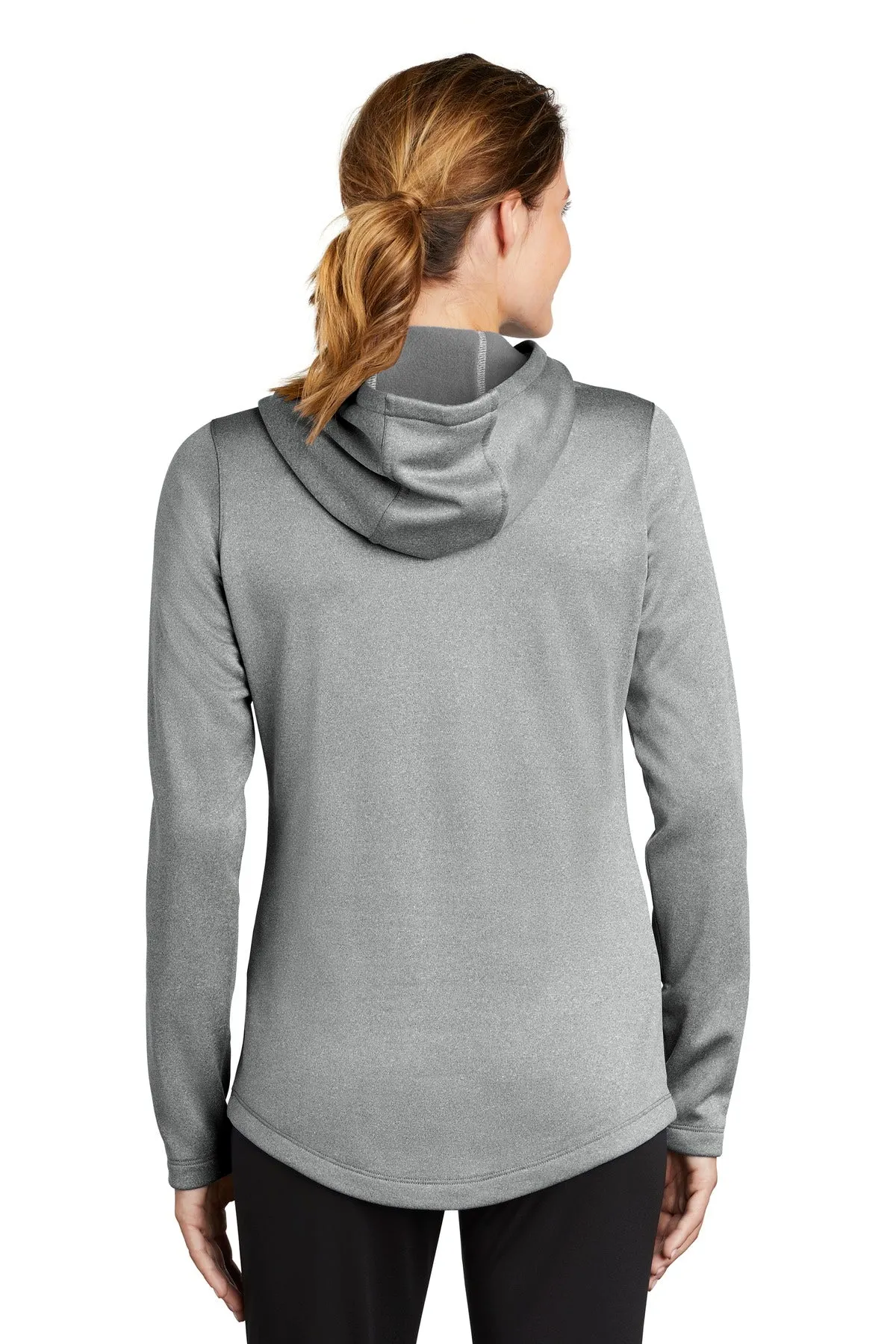 Sport-Tek  Women's PosiCharge  Sport-Wick  Heather Fleece Hooded Pullover. LST264 Dark Silver Heather
