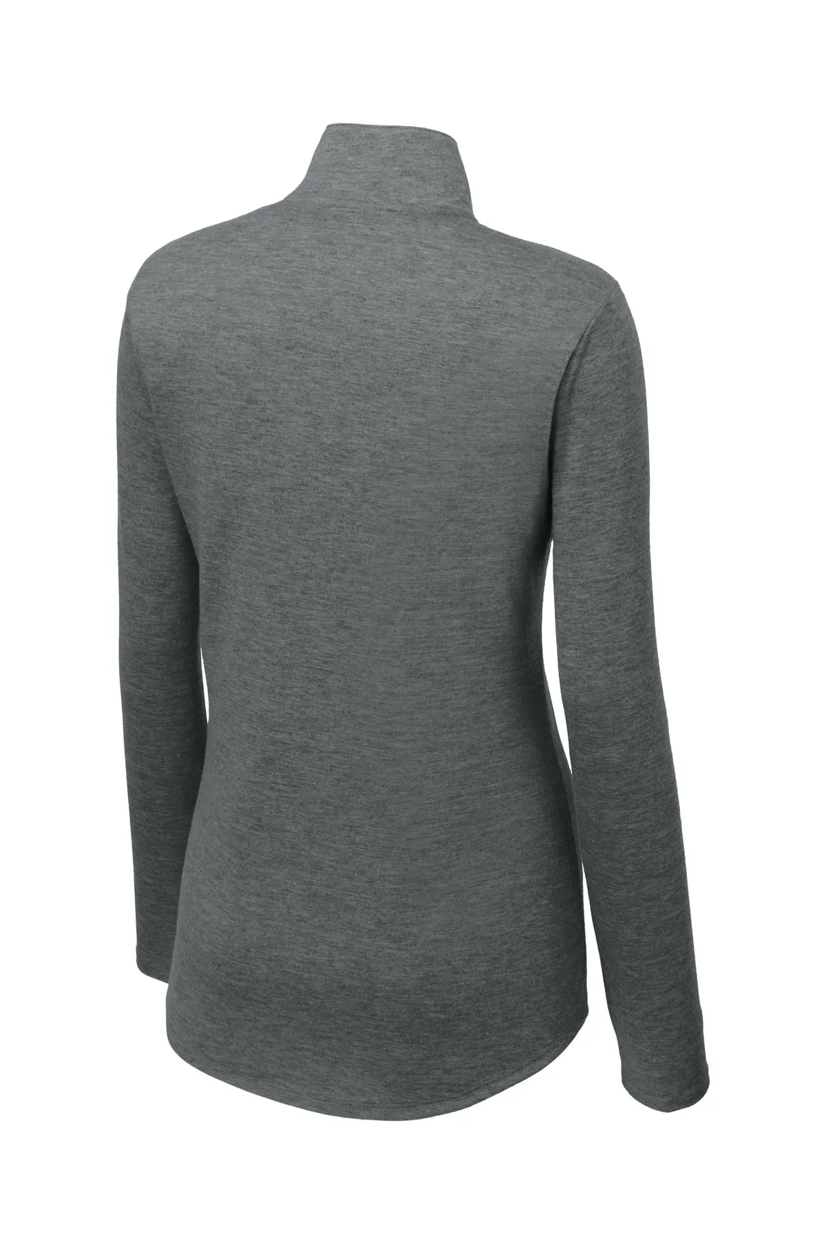 Sport-Tek  Women's PosiCharge  Tri-Blend Wicking 1/4-Zip Pullover. LST407 Dark Grey Heather