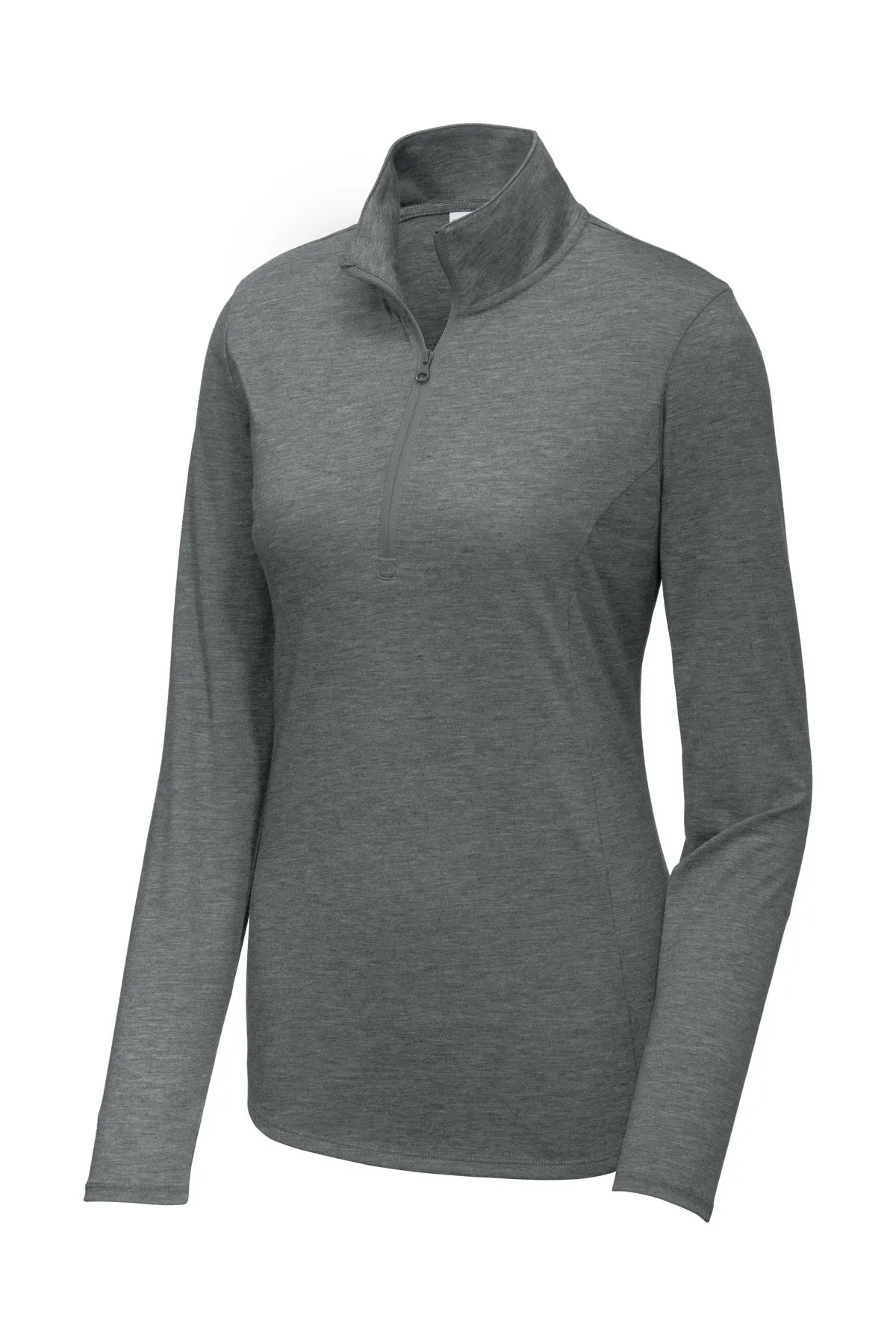 Sport-Tek  Women's PosiCharge  Tri-Blend Wicking 1/4-Zip Pullover. LST407 Dark Grey Heather