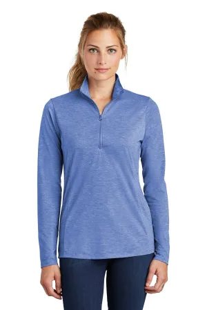 Sport-Tek  Women's PosiCharge  Tri-Blend Wicking 1/4-Zip Pullover. LST407 True Royal Heather