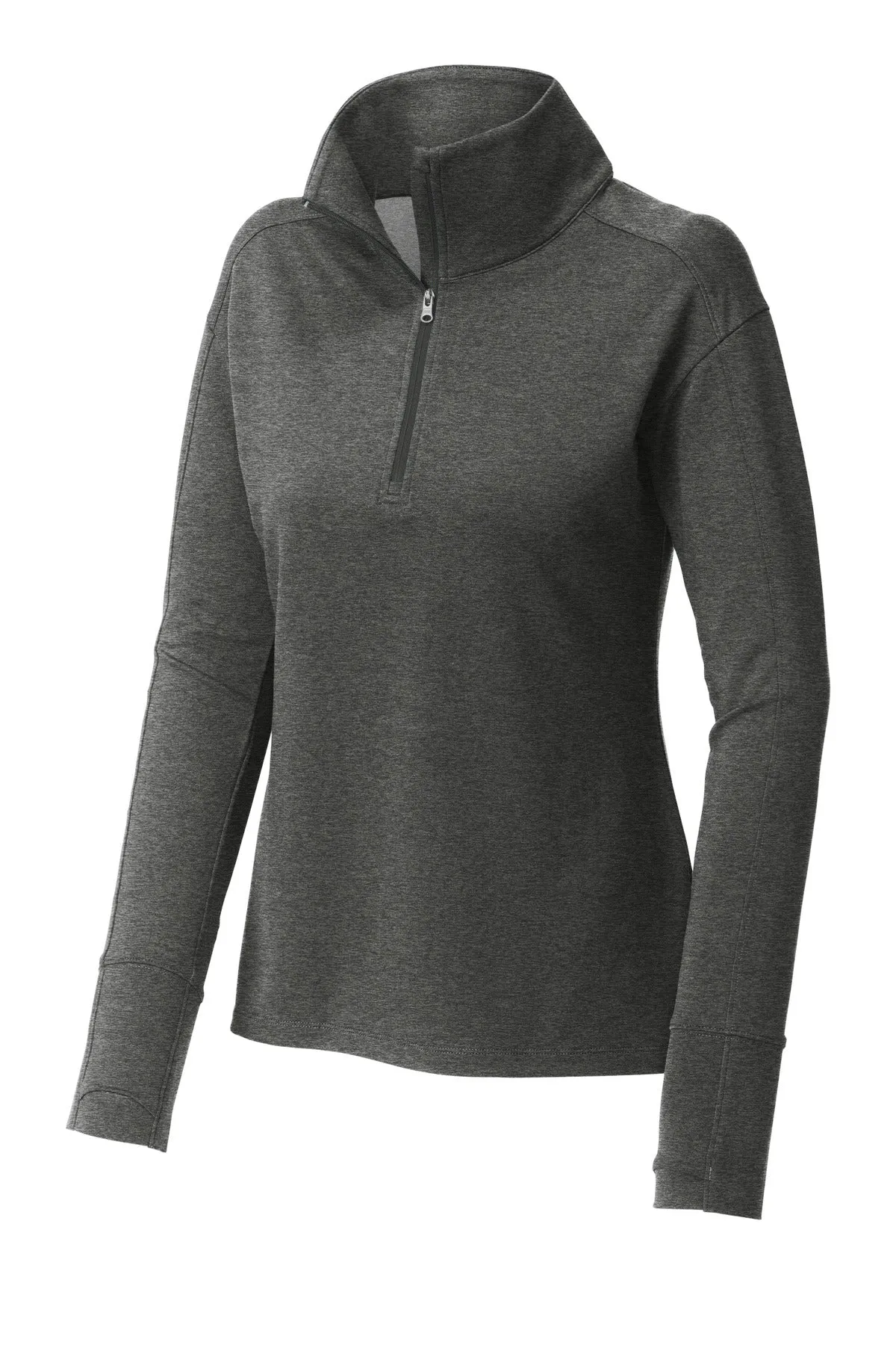 Sport-Tek Women's Sport-Wick Flex Fleece 1/4-Zip. LST561 Dark Grey Heather