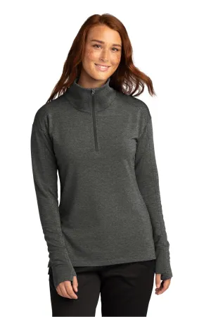 Sport-Tek Women's Sport-Wick Flex Fleece 1/4-Zip. LST561 Dark Grey Heather