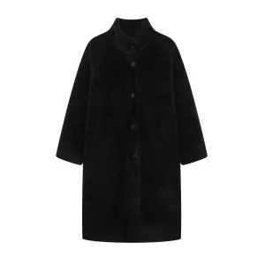 Stand Collar Faux Fur Coat