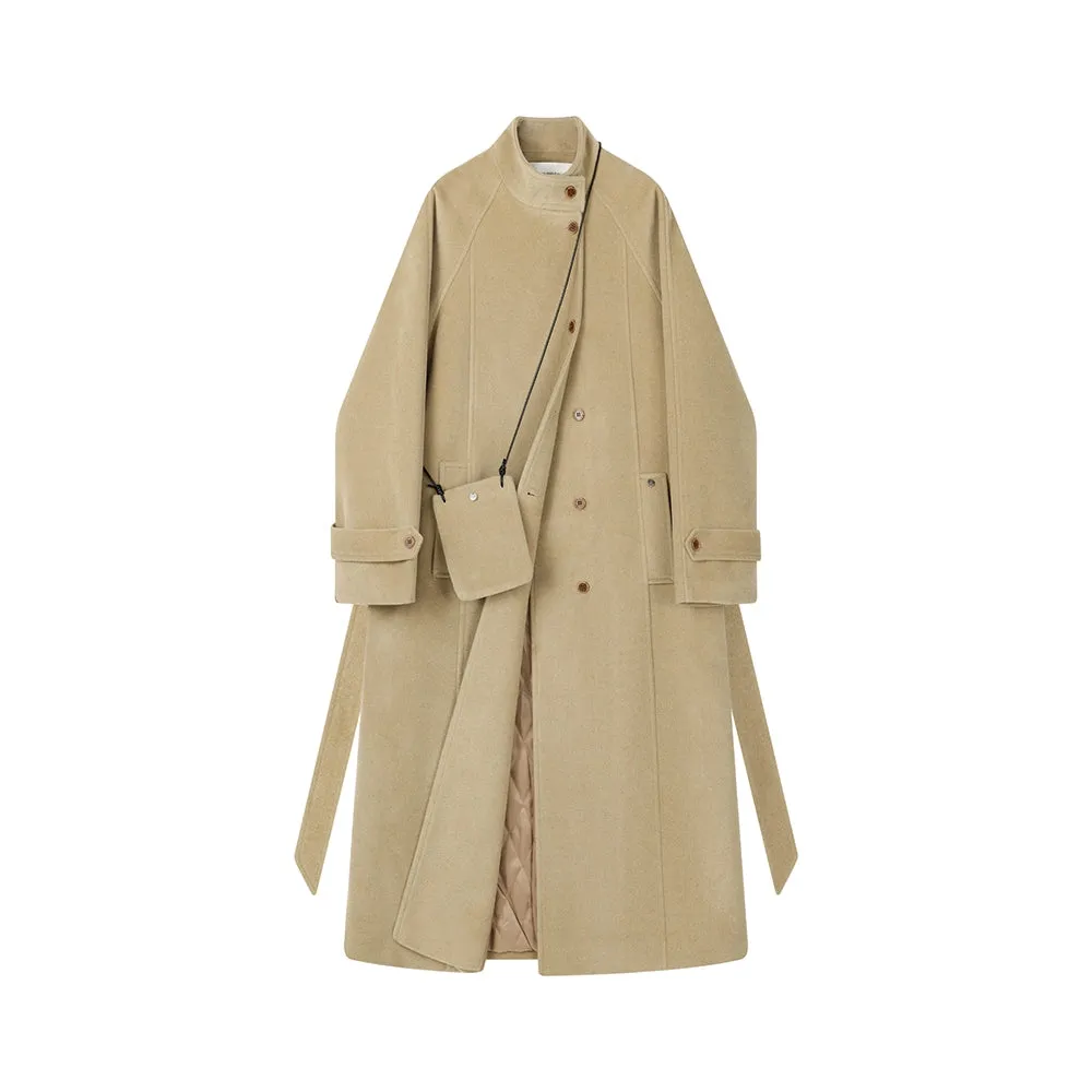 Stand-Up Collar Long Woolen Coat