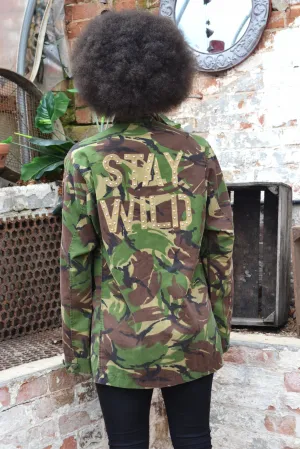 'Stay Wild' Green Camo Jacket