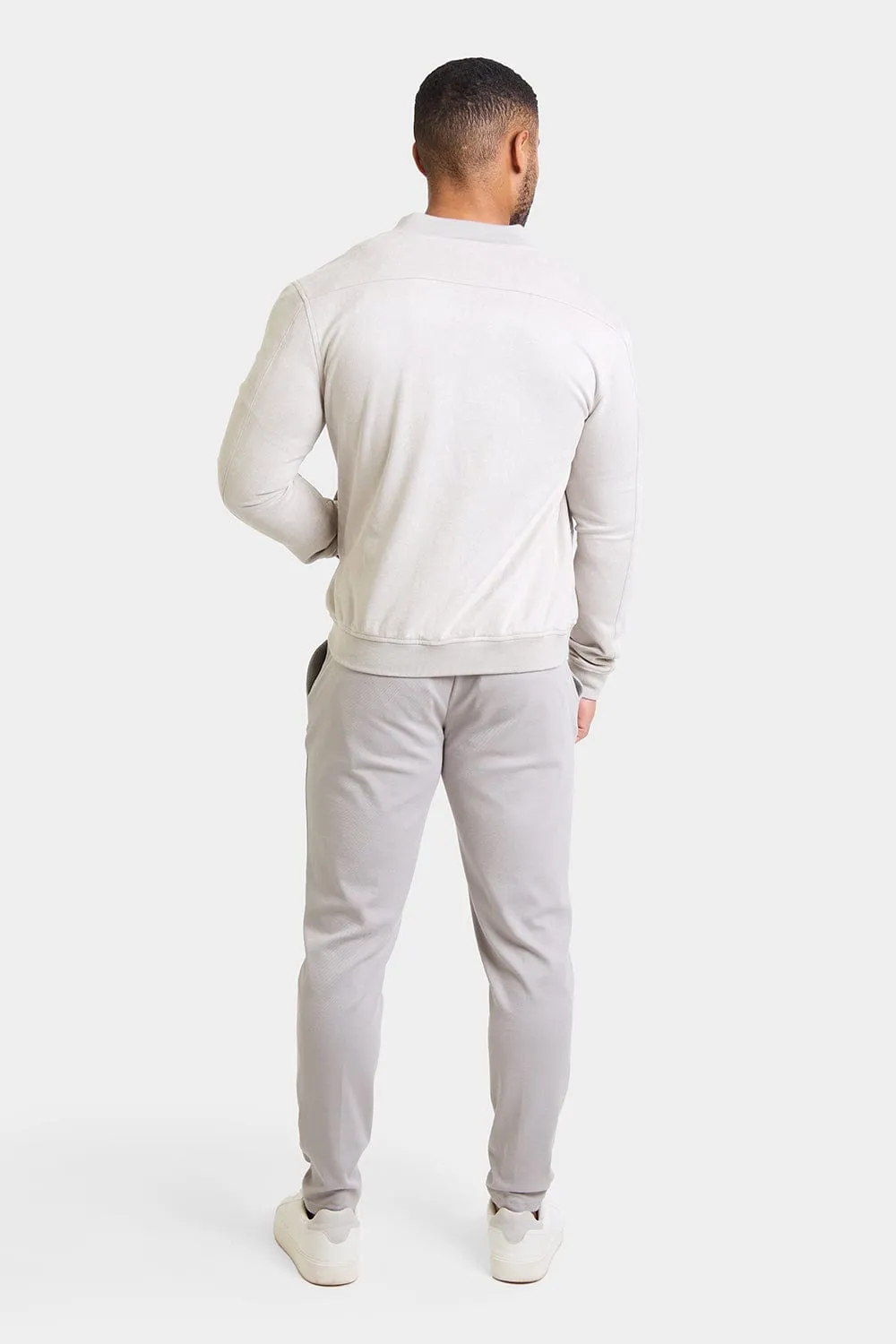 Suede Look Bomber Jacket in Stone