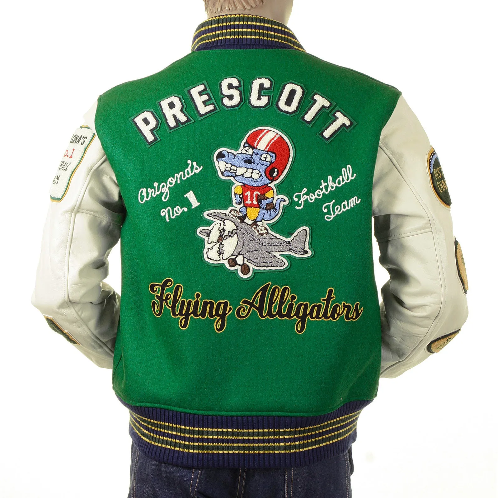 Sugarcane Long Sleeve WV12077 Wool Melton Letterman Regular Fit Flying Alligators Stadium Jacket CANE2102A