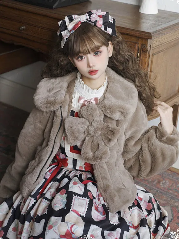 Sweet Lolita Coats Coffee Brown Polyester Overcoat Coat Spring Lolita Outwears