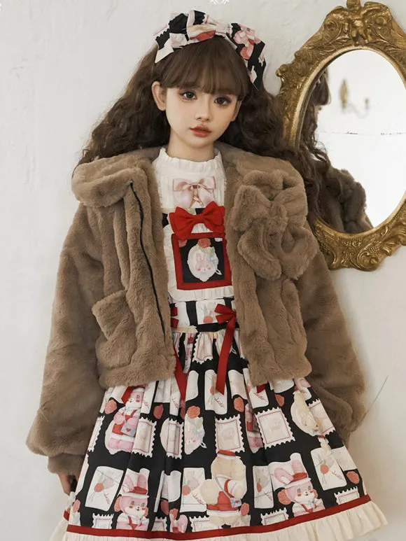 Sweet Lolita Coats Coffee Brown Polyester Overcoat Coat Spring Lolita Outwears