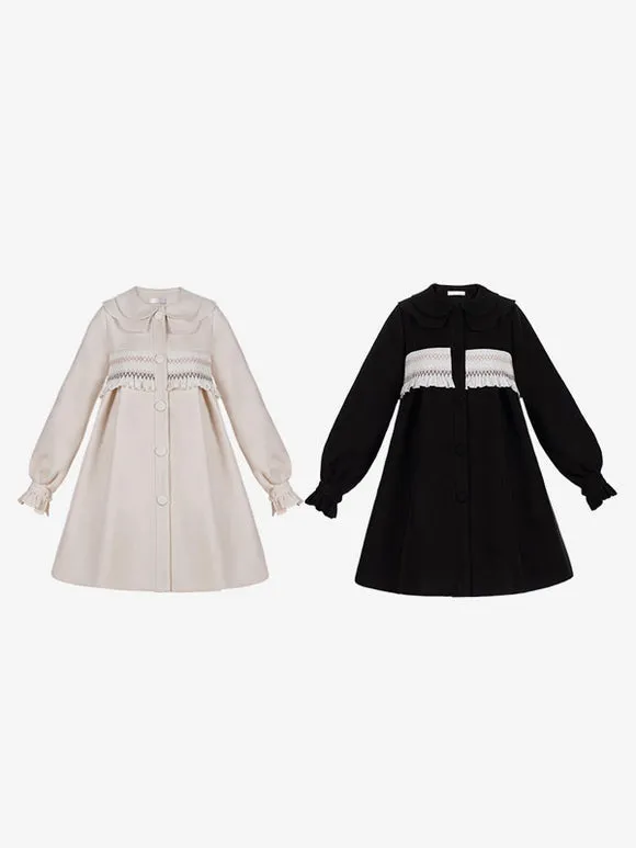 Sweet Lolita Coats Ecru White Coat Ruffles Overcoat Polyester Fall Lolita Outwears