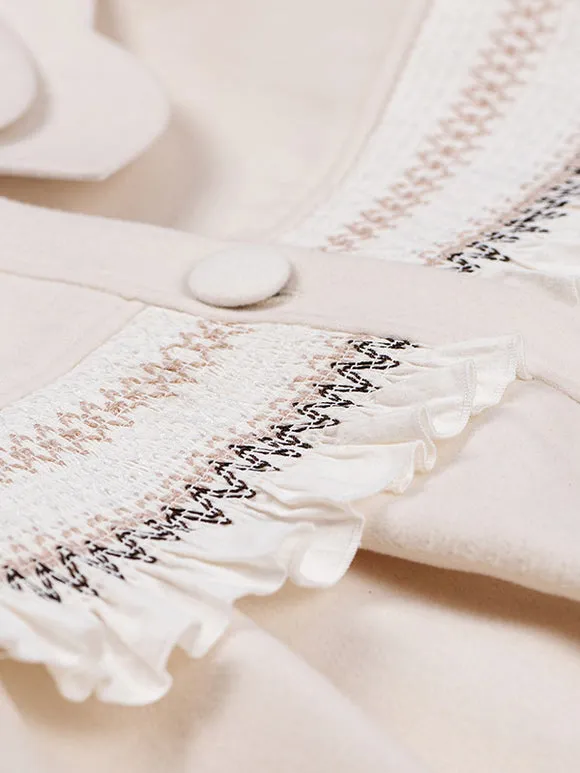 Sweet Lolita Coats Ecru White Coat Ruffles Overcoat Polyester Fall Lolita Outwears