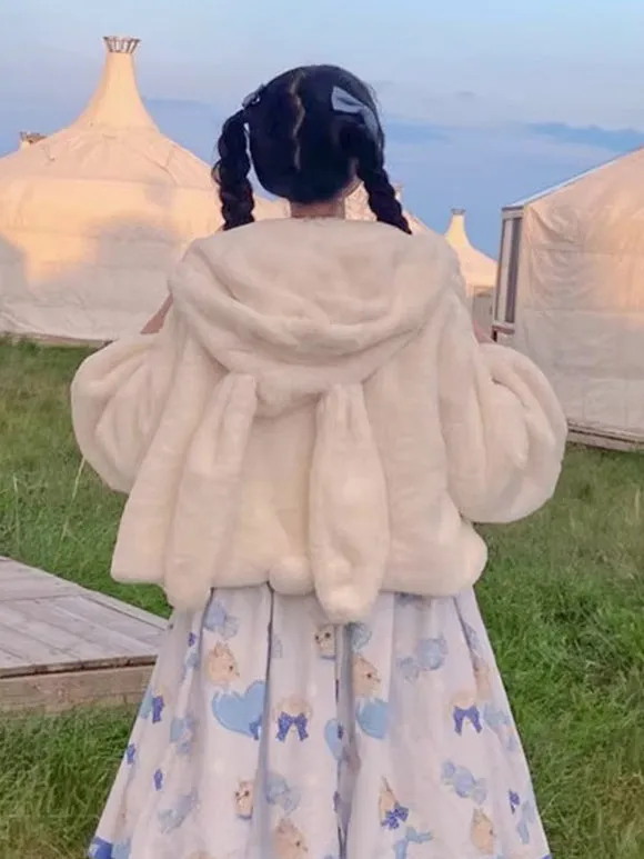 Sweet Lolita Coats Ecru White Overcoat Short Plush Fall Lolita Outwears