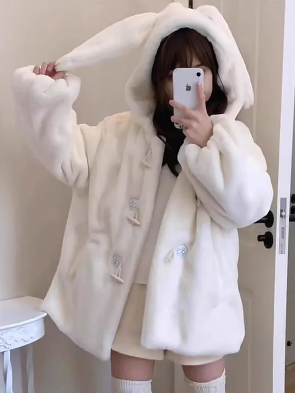 Sweet Lolita Coats Ecru White Overcoat Short Plush Fall Lolita Outwears