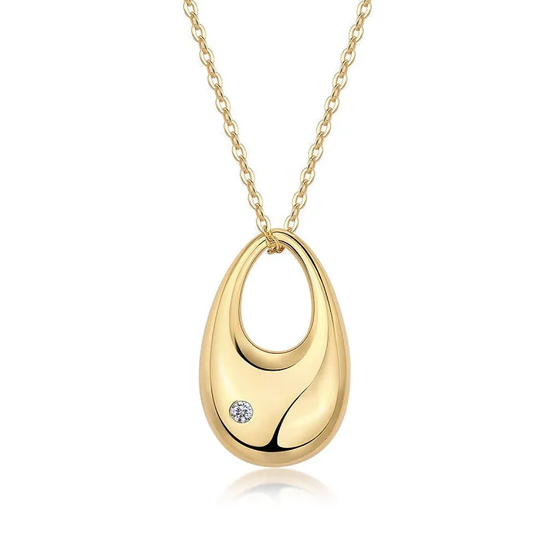 Teardrop Gold Pendant Necklace
