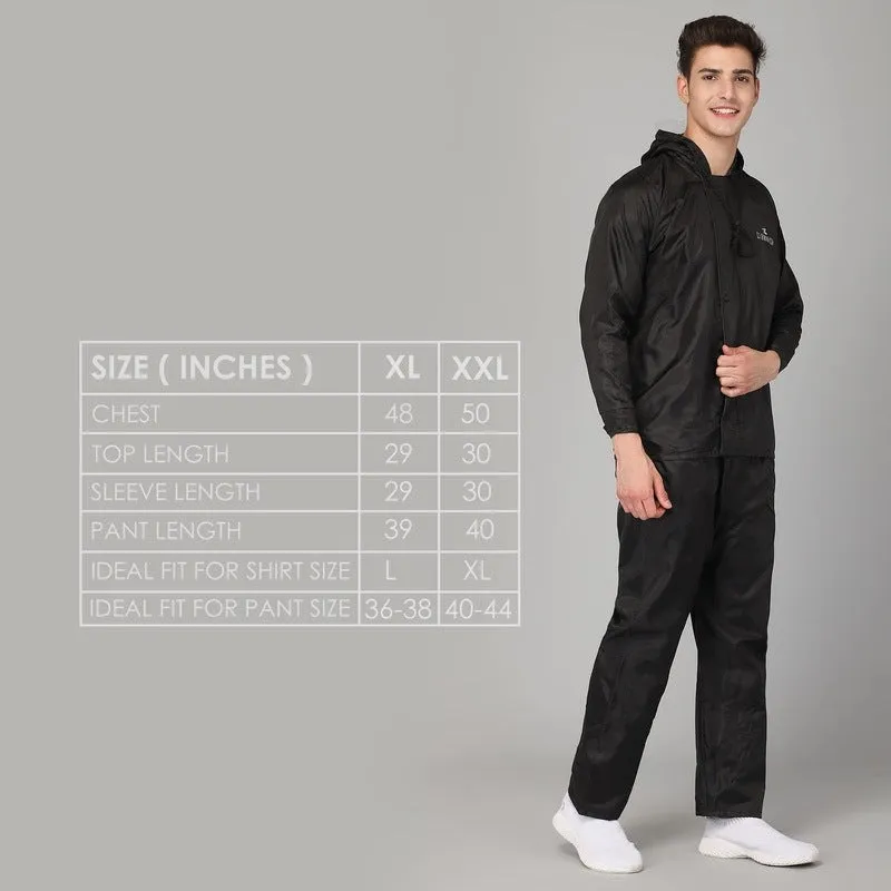 THE CLOWNFISH Rain Coat for Men Waterproof for Bike Reversible Double Layer with Hood Raincoat for Men. Set of Top and Bottom Packed in a Storage Bag Magic Pro Series (Black, X-Large)