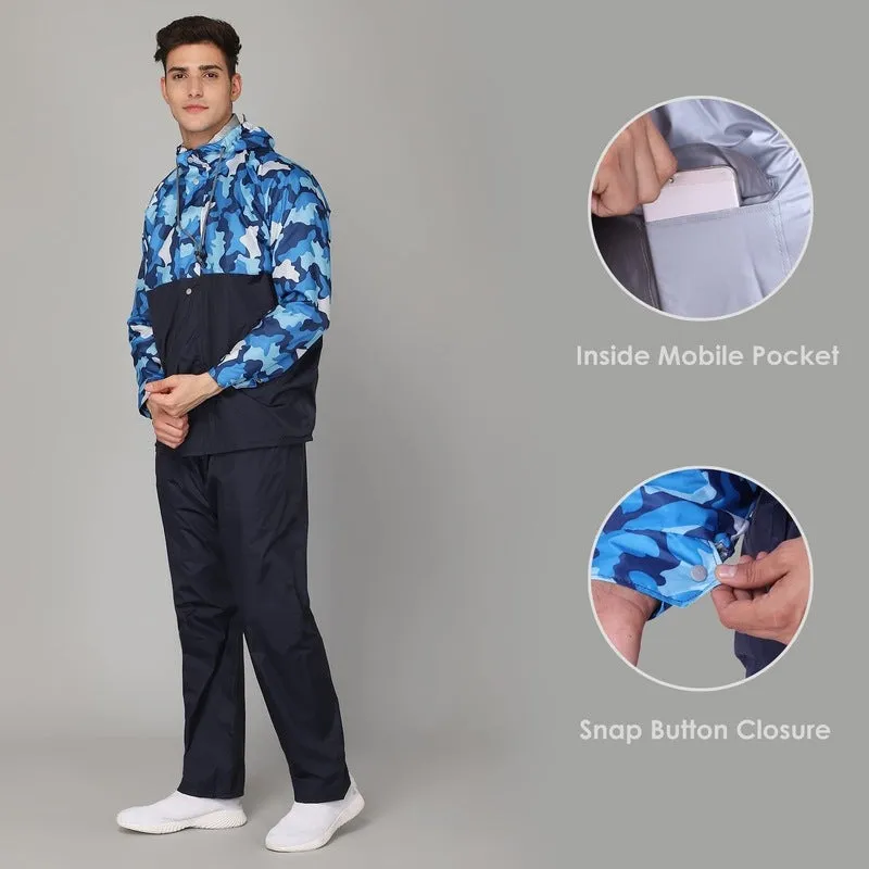 THE CLOWNFISH Rain Coat for Men Waterproof for Bike Reversible Double Layer with Hood Raincoat for Men. Set of Top and Bottom Packed in a Storage Bag Magic Pro Series (Black, X-Large)
