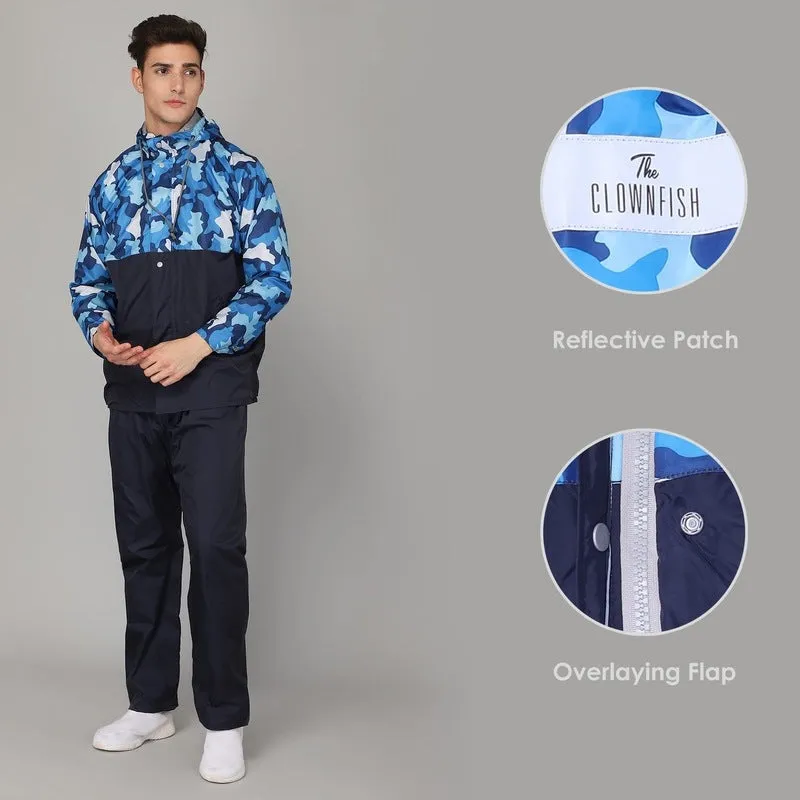 THE CLOWNFISH Rain Coat for Men Waterproof for Bike Reversible Double Layer with Hood Raincoat for Men. Set of Top and Bottom Packed in a Storage Bag Magic Pro Series (Black, X-Large)