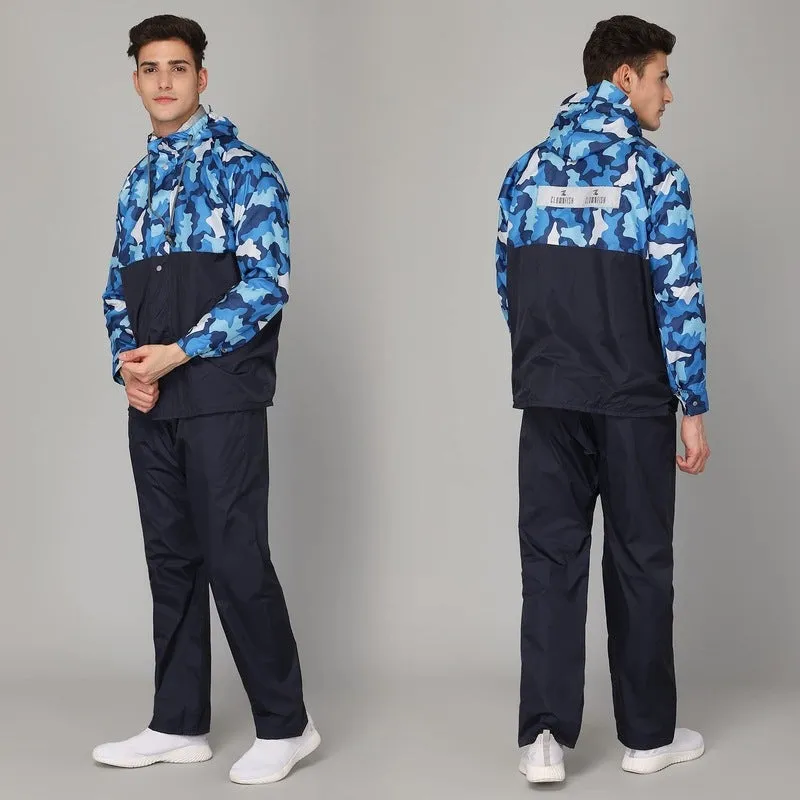 THE CLOWNFISH Rain Coat for Men Waterproof for Bike Reversible Double Layer with Hood Raincoat for Men. Set of Top and Bottom Packed in a Storage Bag Magic Pro Series (Black, X-Large)