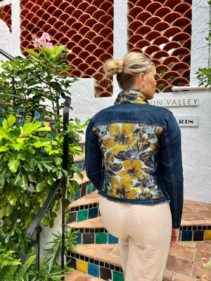 The Dark Denim Jacket / Golden Flower