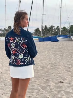 The Dark Denim Jacket / Navy Shell and Coral